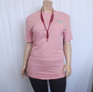 Pink Unisex Long Body Pocket T-Shirt
